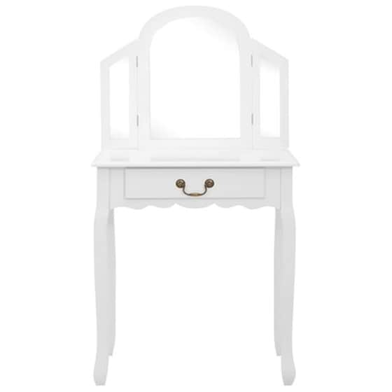 Vidaxl Μπουντουάρ Με Σκαμπό Λευκό 65x36x128 Εκ. Ξύλο Παυλώνιας / Mdf image 3