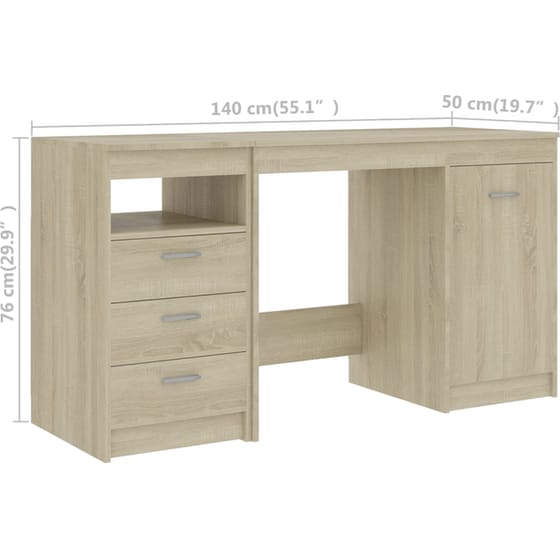 Γραφείο Μελέτης VidaXL από Μοριοσανίδα 140x50x76cm - Μπεζ image 6