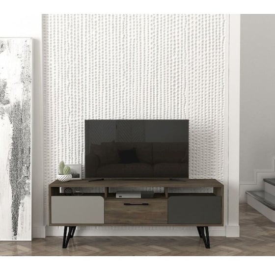 Έπιπλο Τηλεόρασης Franco από Μοριοσανίδα 150x35x55.6cm - Γκρι/Καρυδί image 1