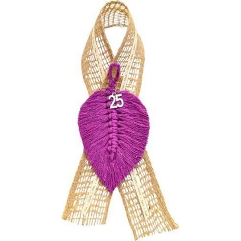FEELBOHO Κρεμαστό Χριστουγεννιάτικο Feelboho Γούρι Μακραμέ Φύλλο 2025 Μωβ