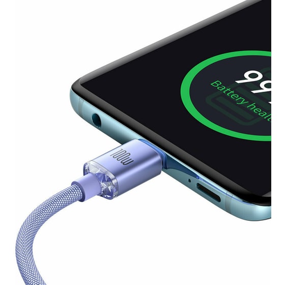 Καλώδιο δεδομένων Baseus Crystal Shine Series Usb-C to Usb-C 100W 1.2m - Lilac image 3