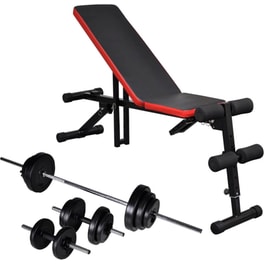 Ρυθμιζόμενος Πάγκος Γυμναστικής VidaXL 125x35cm 30.5kg - Μαύρος/Κόκκινος
