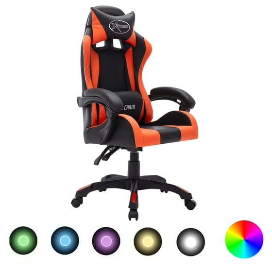 Καρέκλα Gaming VidaXL Racing LED RGB από Τεχνητό Δέρμα - Μαύρη/Πορτοκαλί image 2
