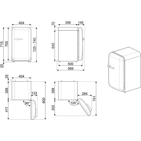 SMEG FAB5RBL6 34 Lt Μαύρο Ψυγείο Mini Bar image 4