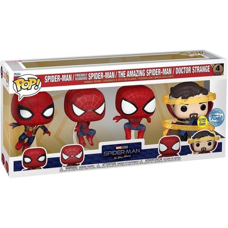 FUNKO Funko Pop! Marvel - Spider-Man, Friendly Neighborhood Spider-Man, The Amazing Spider-Man, Doctor Strange 4-Pack