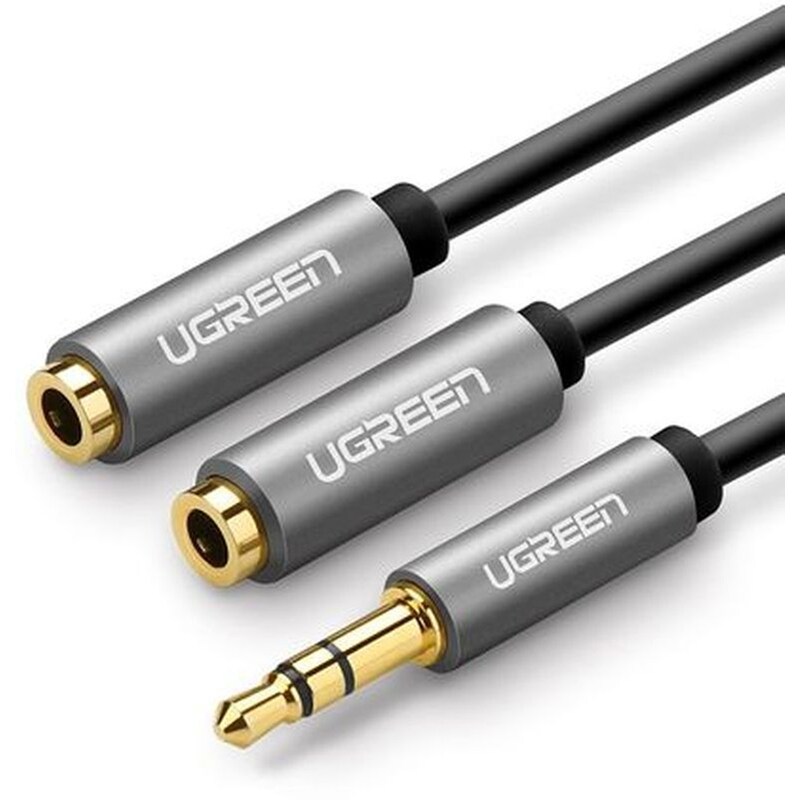 Αντάπτορας Ugreen 10532 3.5mm Mini Jack Aux Splitter Adapter Cable 0.2m - Ασημί