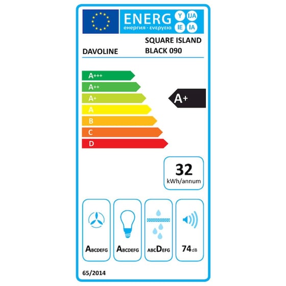 DAVOLINE SQUARE ISLAND 090 90 cm Μαύρο Απορροφητήρας Νησίδα image 2