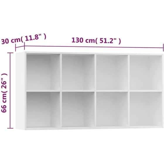 Βιβλιοθήκη VidaXL από Μοριοσανίδα 66x30x130 cm - Λευκό image 10