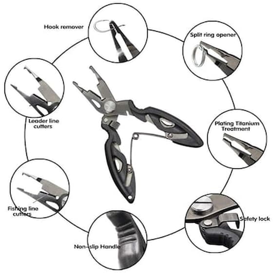 Ανοξείδωτη Πένσα-ψαλιδάκι Ψαρέματος Fish-0003, Με Θήκη, Μαύρο image 1