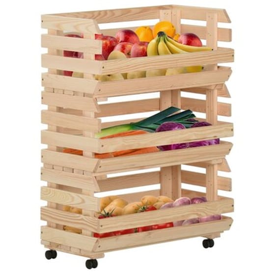 Vidaxl Τρόλεϊ Λαχανικών 57 X 30 X 80 Εκ. Από Μασίφ Ξύλο Πεύκου image 2
