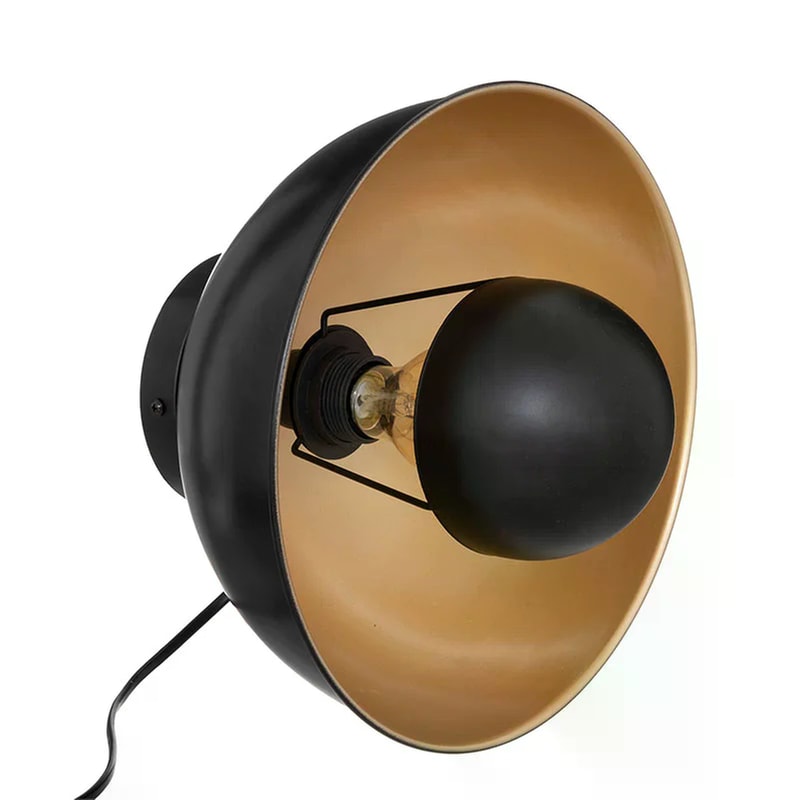 Απλίκα Τοίχου Spitishop με Φις Πρίζας 29x16.5x29 cm - Μαύρη/Χρυσή