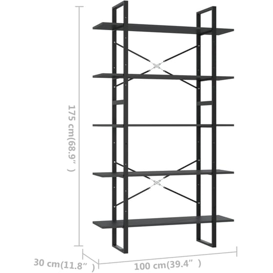 Βιβλιοθήκη VidaXL από Μέταλλο  100x30x105 cm - Ανθρακί image 5