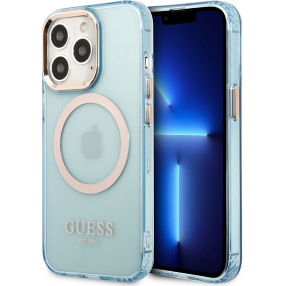 Θήκη Apple iPhone 13 Pro Max - Guess Gold Outline Collection Magsafe Hard Case - Μπλε image 4