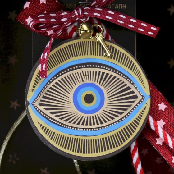 Κρεμαστό Χριστουγεννιάτικο Γούρι Τύχη - Ματάκι Χρυσό image 3