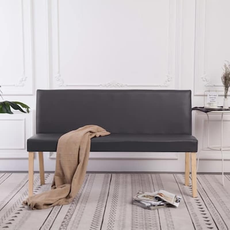 Παγκάκι VidaXL από Συνθετικό Δέρμα 139,5x54x85,5 cm - Γκρι