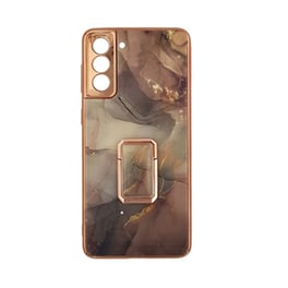 Θήκη Samsung Galaxy S21 - Gkk Electroplate Glass Case With Holder - Μπεζ