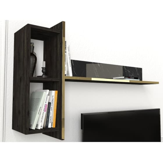 Έπιπλο Τηλεόρασης 24Mall Verona από Μοριοσανίδα 180x32.3x45 cm - Μαύρο/Χρυσό image 4