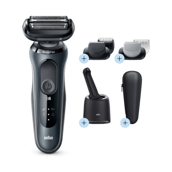 Ξυριστική Μηχανή BRAUN SERIES 6 61-N7650cc Προσώπου, Σώματος Επαναφορτιζόμενη για Υγρό και Στεγνό Ξύρισμα Γκρι image 3