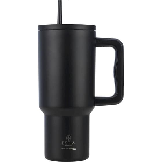 Κούπα Θερμός Estia Με Λαβή & Καλαμάκι 900ml Save The Aegean Tumbler Midnight Black image 0