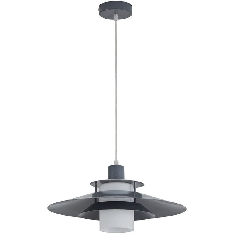 Φωτιστικό Οροφής Μονόφωτο Homelighting Bari Μεταλλικό/Γυάλινο Φ40x18-120 cm - Γκρι