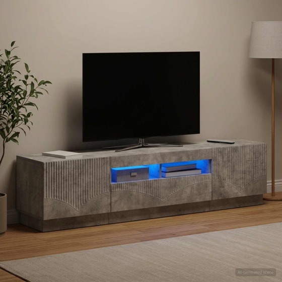 Έπιπλο Τηλεόρασης VidaXL HOORN με LED 3 τμχ 179 x 35 x 40 cm - Γκρι Σκυροδέματος image 2