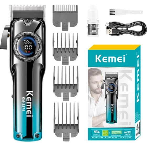 Κουρευτική Μηχανή Kemei KM-2279 Μαύρο/Μπλε image 2