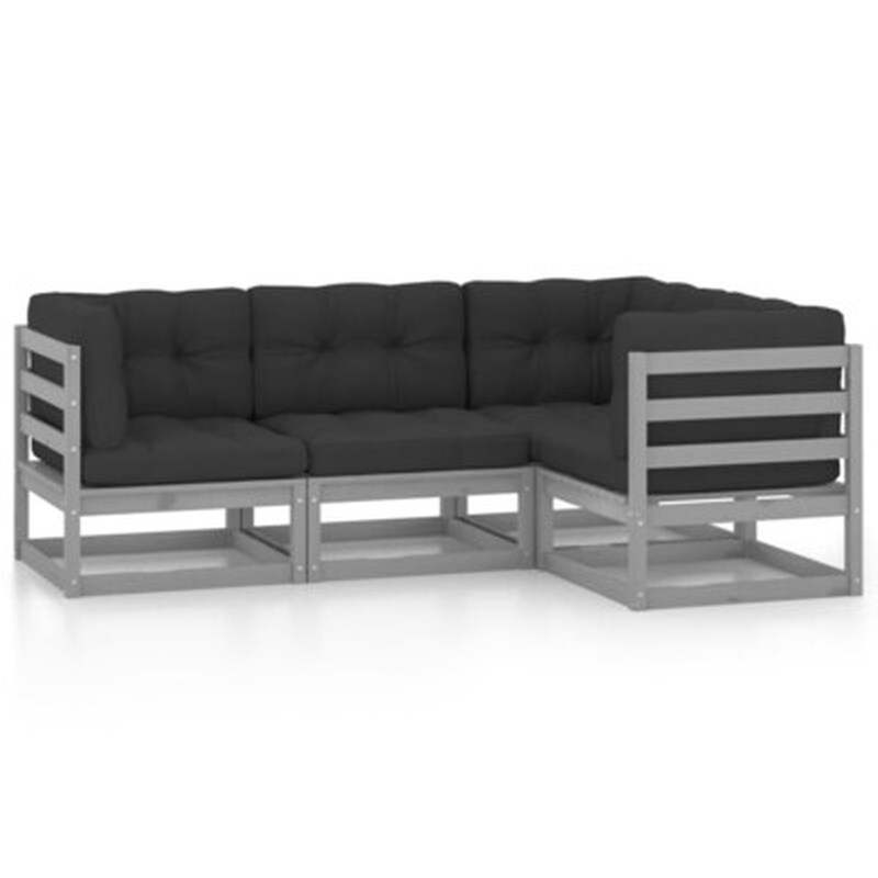 Vidaxl Σαλόνι Κήπου Σετ 4 Τεμαχίων Από Μασίφ Ξύλο Πεύκου Με Μαξιλάρια