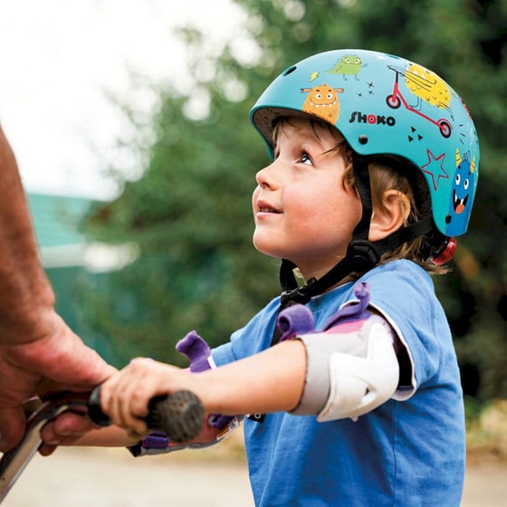 Παιδικό Κράνος SHOKO με Φως Minty Monsters Medium (51-54 cm) - Γαλάζιο με Σχέδιο image 6