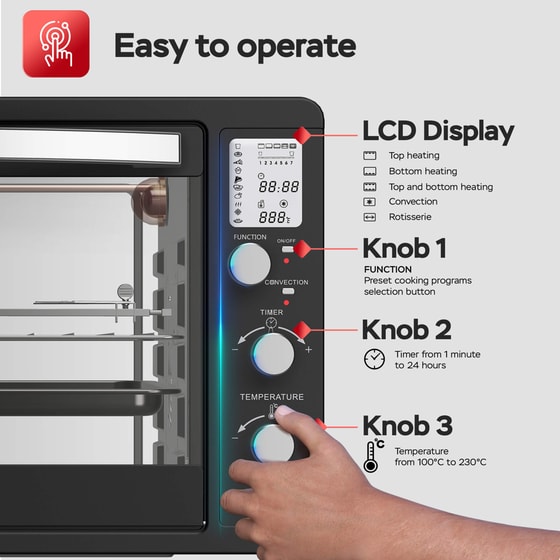 TURBOTRONIC TT-DEV45 45 Lt Μαύρο Ηλεκτρικό Φουρνάκι image 10