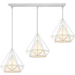 Κρεμαστό Φωτιστικό Οροφής Τριπλό Σε Σχήμα Διαμάντι 25cm Λευκό Χρώμα Με Λευκό Κάλυμμα R50 Rektow3w250