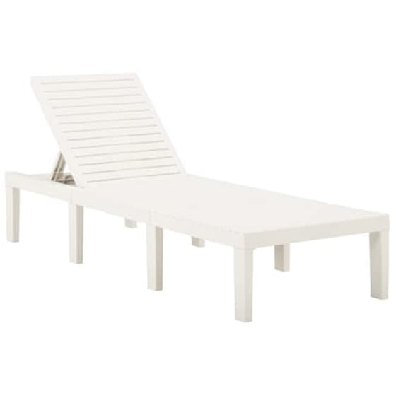 Ξαπλώστρα VidaXL με Μαξιλάρι Πλαστική 195x65x32 cm - Λευκό/Γκρι image 5