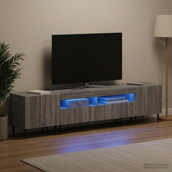 Έπιπλο Τηλεόρασης VidaXL με LED 5 τμχ 198 x 35 x 43 cm - Γκρι Sonoma image 1