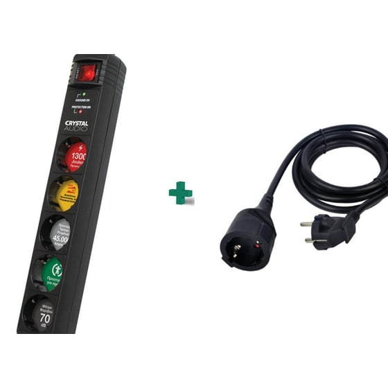 Πολύμπριζο 5 Θέσεων Crystal Audio + Καλώδιο Επέκτασης 5S image 0