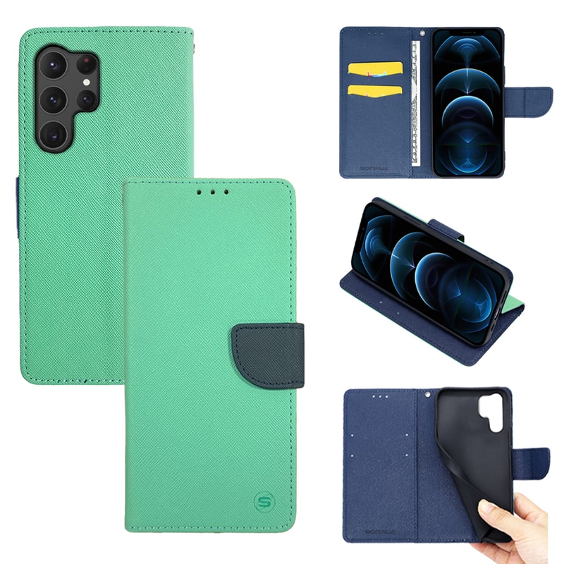 SONIQUE Θήκη Samsung Galaxy S23 Ultra - Sonique Trend Book - Βεραμάν / Σκούρο Μπλε