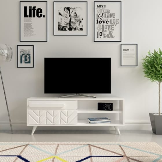Έπιπλο Τηλεόρασης 24Mall Lega από Μοριοσανίδα 120x29.5x43.7 cm - Λευκό image 1