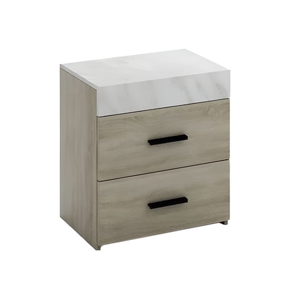Κομοδίνο Liberta Από Μελαμίνη Με Όψη Μαρμάρου 50x36x55 cm - Sonoma Λευκό image 0