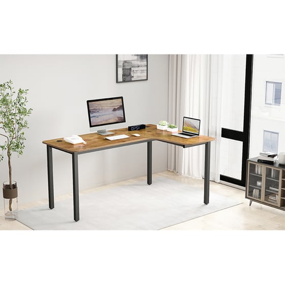 Γραφείο Γωνιακό Eureka Ergonomic ERK-CDL01R60VP από Carbon fiber 155.4x110cm - Καφέ/Μαύρο image 11