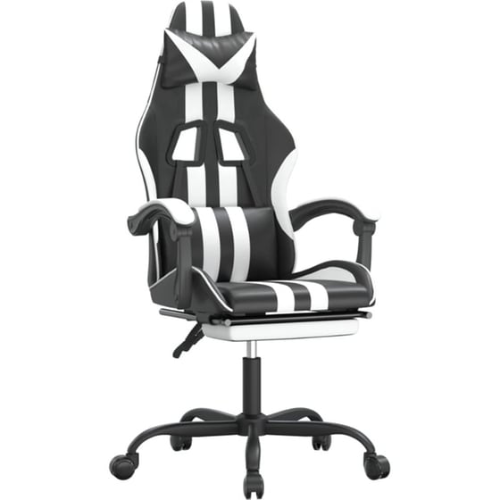 Καρέκλα Gaming VIDAXL 3143835 με Υποπόδιο από Τεχνητό Δέρμα - Μαύρο image 0