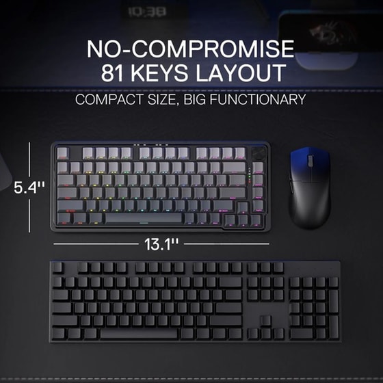 Redragon K673SP Gaming Μηχανικό Ασύρματο 2.4 GHz/Bluetooth Πληκτρολόγιο RGB Μαύρο (US) image 5