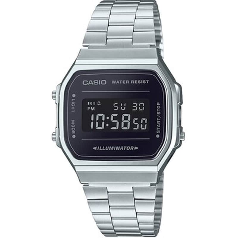 CASIO Casio Vintage A-168WEM-1VT Ρολόι Μπαταρίας με Ασημί Μεταλλικό Μπρασελέ