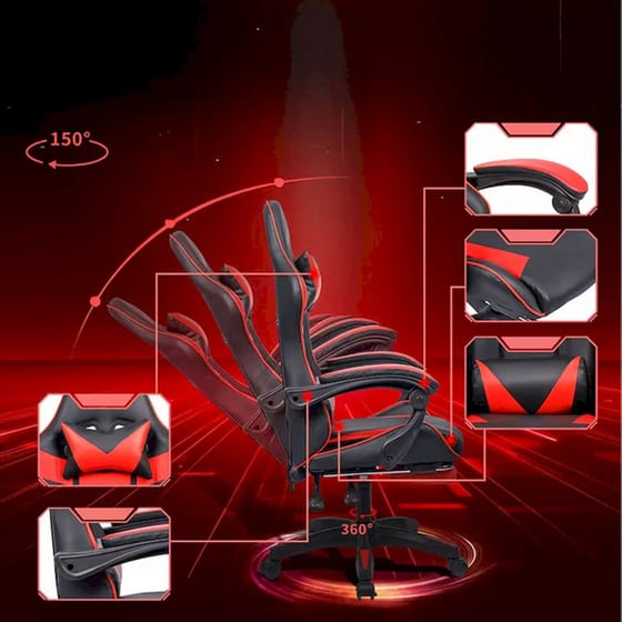 Καρέκλα Gaming/ Εργασίας Aria Trade RC-K-1971 - Μαύρη/ Κόκκινη image 3