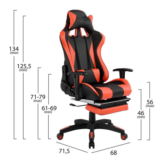 Gaming Καρέκλα Speed Homemarkt με Υποπόδιο - Κόκκινο/Μαύρο image 9