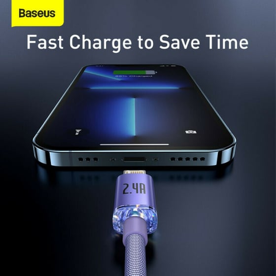 Καλώδιο δεδομένων Baseus Crystal Shine Series Usb to Lightning 2m - Lilac image 7