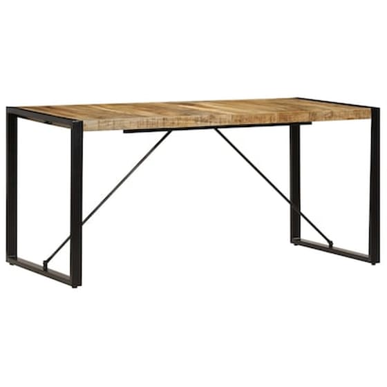 Τραπεζαρία Vidaxl από Μασίφ Ξύλο Μάνγκο 160x80x75 cm - Μαύρο/Φυσικό Χρώμα image 3