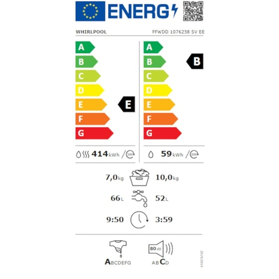 WHIRLPOOL FFWDD 1076258 SV EE 10kg/7kg 1.600 Στροφές Λευκό Πλυντήριο Στεγνωτήριο image 5