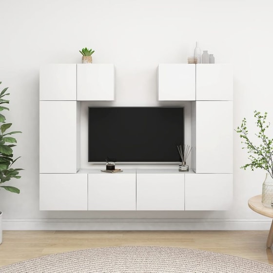 Έπιπλα Τηλεόρασης VidaXL Μοριοσανίδα 6 Τμχ 80x30x30cm - Λευκό image 1