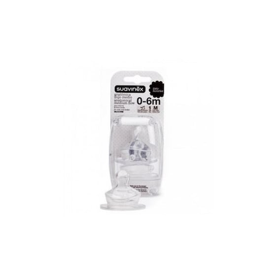 Suavinex 0-6m, Θηλή Σιλικόνης Ανατομική, Μέτριας Ροής, 3800146, 2 Τεμ. image 0