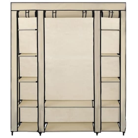 Vidaxl Ντουλάπα Με Ράφια / Σωλήνες Κρεμ 150x45x176 Εκ. Υφασμάτινη image 2