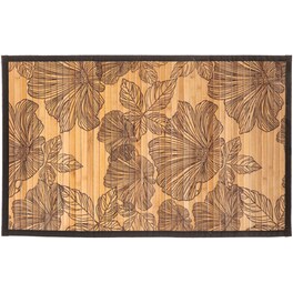 Πατάκι Μπάνιου Spitishop F-v Black Flora 174701a από Bamboo 50x80cm - Φυσικό/Μαύρο