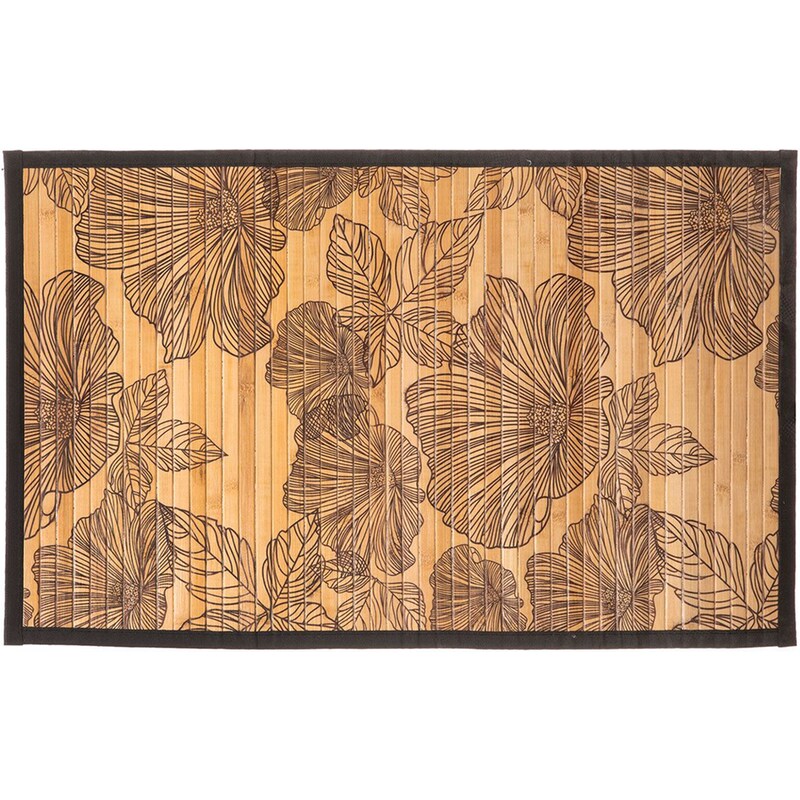 SPITISHOP Πατάκι Μπάνιου Spitishop F-v Black Flora 174701a από Bamboo 50x80cm - Φυσικό/Μαύρο